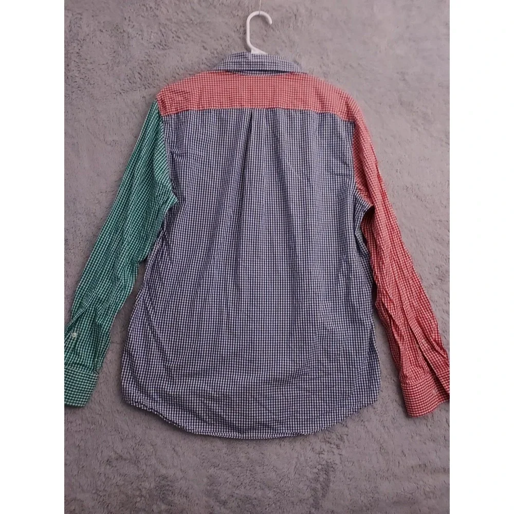 J Crew Shirt Mens Medium Colorblock Preppy Retro Wolf Wall Street‎ Check Whale M
